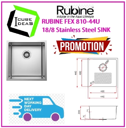 RUBINE FEX 810-44U 18/8 Stainless Steel SINK