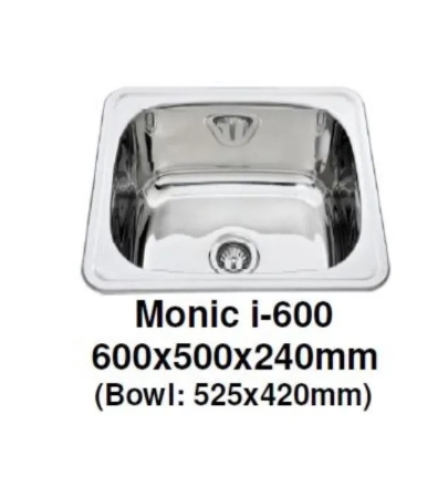 Monic I-600 Kitchen Sink - Inset Mount Single Bowl - Image 2