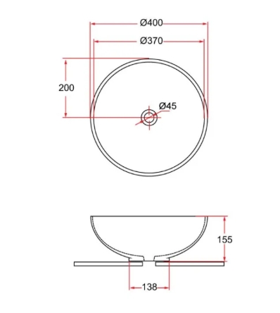 RUBINE SPIN 40B Ceramic Basin - Image 2
