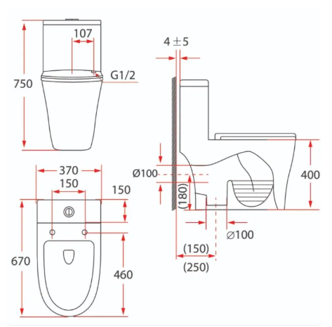 RUBINE PF-106S06 Washdown, TOILET / FREE EXPRESS DELIVERY - Image 2