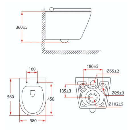 RUBINE PN-305P07 Wall-hung , TOILET - Image 2