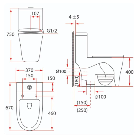 RUBINE PF-106P07 Washdown , TOILET / FREE EXPRESS DELIVERY - Image 2