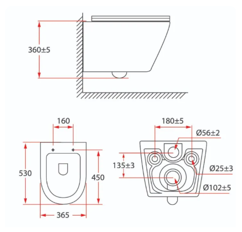 RUBINE PF-306P07 Wall-hung, TOILET / FREE EXPRESS DELIVERY - Image 3