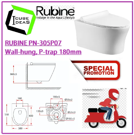 RUBINE PN-305P07 Wall-hung , TOILET