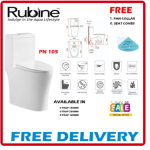 Rubine Punta Nera Rimless Funnel Flush Toilet Bowl Efficient Whirl Wash Water Saving | Express Free Home Delivery